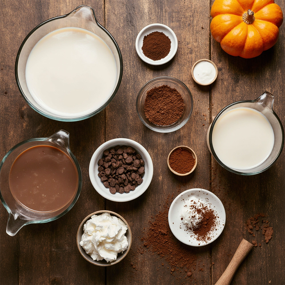 ingredients Creamy Pumpkin Hot Chocolate | Cozy Fall Drink Recipe
