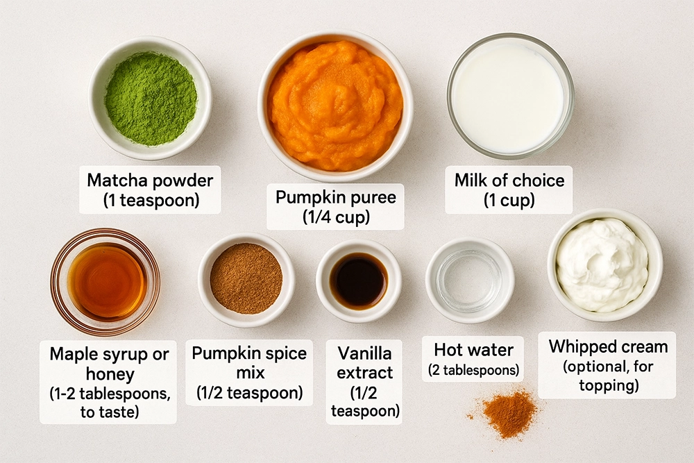 Pumpkin Matcha Latte | Cozy & Energizing Fall Drink Recipe ingredients