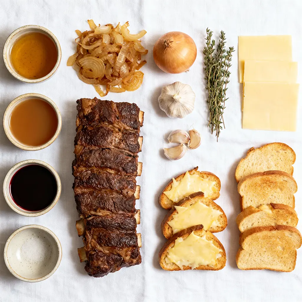 French Onion Short Rib Soup with Gruyère Toast – INGREDIENTS