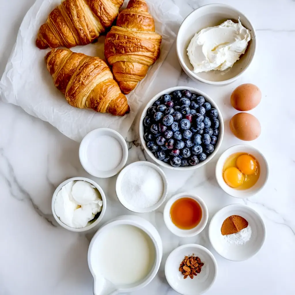 Blueberry Cream Cheese Croissant Casserole: A Breakfast Delight ingredients