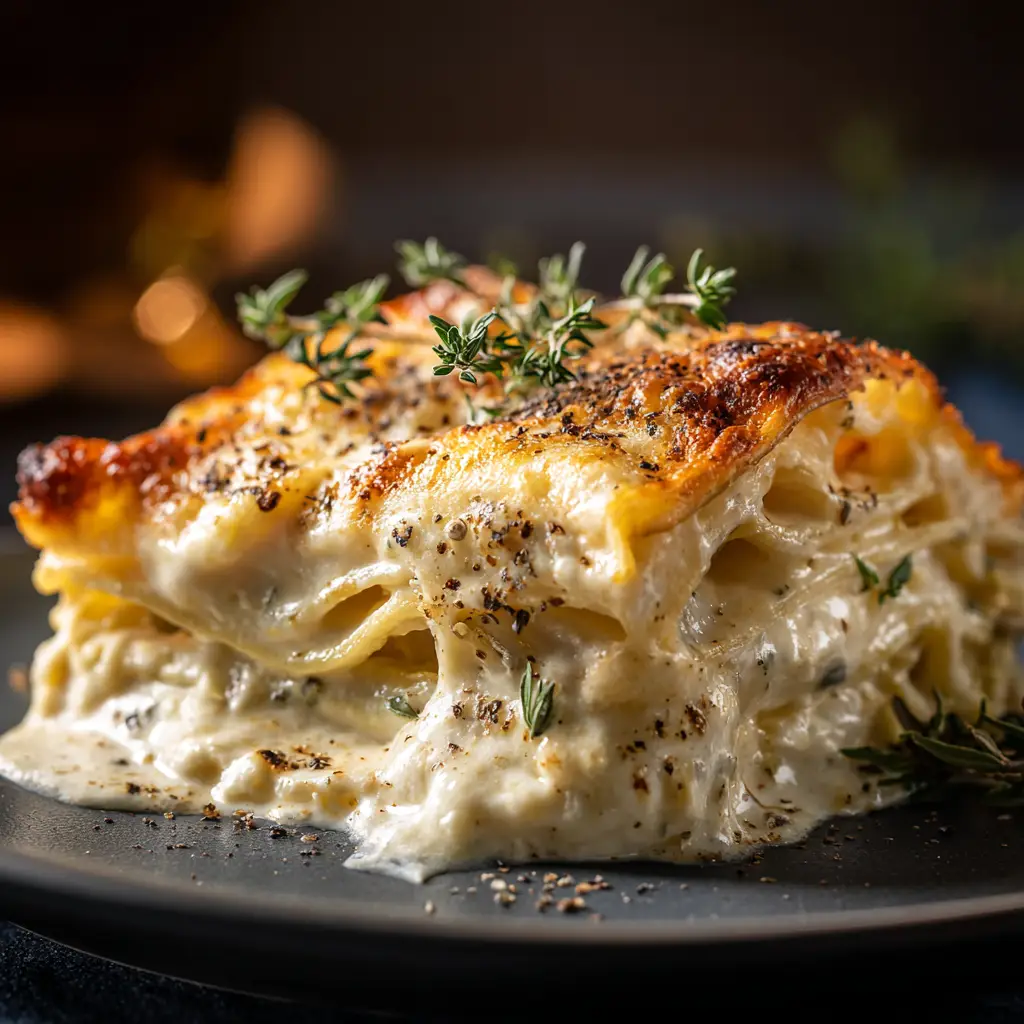 Chicken Alfredo Lasagna | Creamy, Cheesy, Comfort-Food Favorite